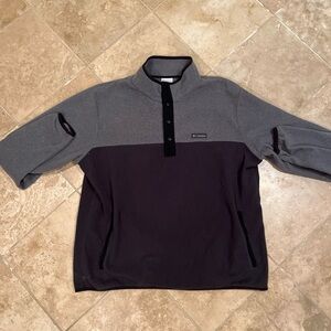 Columbia Gray  L/S Fleece Pullover 1/4 Snap Top Size Mens XL